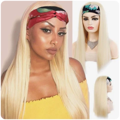 #27 #613 Blonde Black 99J Long Straight Synthetic Headband Wigs for Black Women  Foto 1 de 4