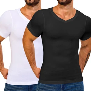 Men's Compression Shirt Base Layer Top Cool Quick Drying Short Sleeve Sports Gym - Picture 1 of 23