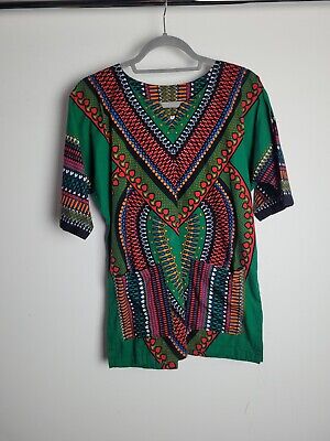 T-shirt Da Donna Dashiki Africano Hippie Poncho Tribale Cotone Taglia Small • 6.97€