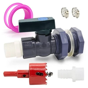 PVC Rain Barrel Diverter Kit Rain Barrel 3/4 Inch Spigot Kit with Bulkhead Fi... - Picture 1 of 7