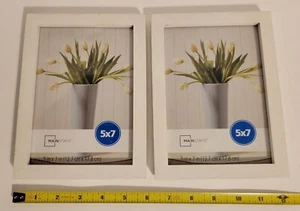 Set of 2 White Wooden Mainstays Photo Frames Holds 5"x7" Pictures Hang/Stand - Picture 1 of 6