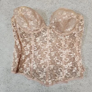 Carnival Corset Style Bridal Strapless Bra Longline Full Cup Peach Bra 38B VTG - Picture 1 of 7
