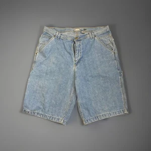 Vintage Y2K Jean jorts Men 40 utility Blue Denim Carpenter Jorts Utility Baggy - Picture 1 of 7