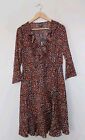 Izabel London Ruffle And Frill Wrap Midi  Dress Multicoloured Size 14 Bnwt