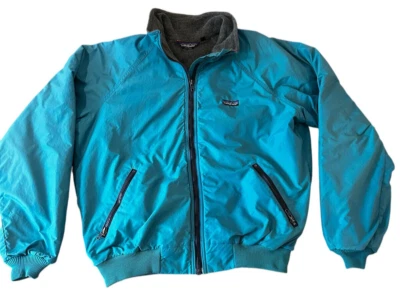 Vintage Patagonia Fleece Lined Jacket Coat High Collar Blue/Teal Mens Large - Image 1 of 4