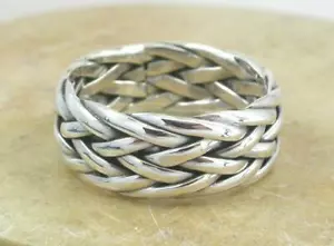 WIDE .925 STERLING SILVER WOVEN BAND RING size 7 style# r1330 - Picture 1 of 1