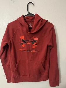 Under Armour Hoodie Youth Large Red Logo Sweatshirt Boys Loose Pullover - Picture 1 of 4