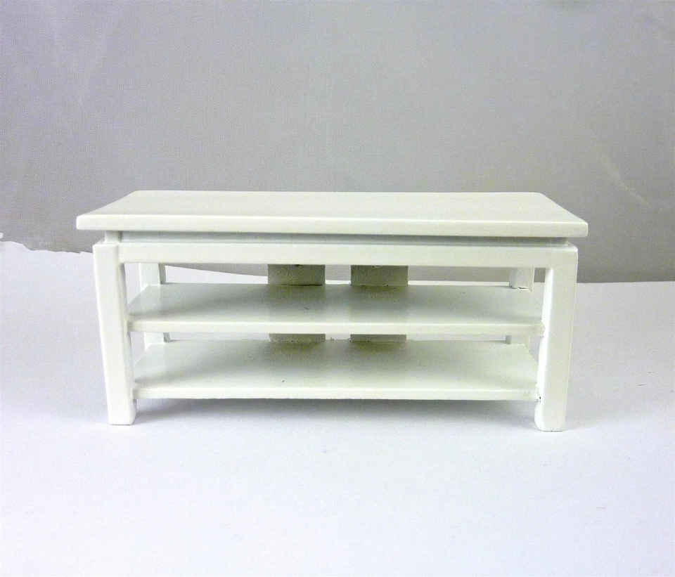TOWN SQUARE MINIATURES Closeout! Dollhouse Miniature Wide Screen TV Stand, White, T5778