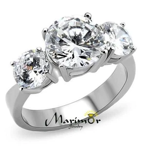 Anillo eterno de acero inoxidable de corte redondo transparente para mujer baguette negro y baguette - Imagen 1 de 6