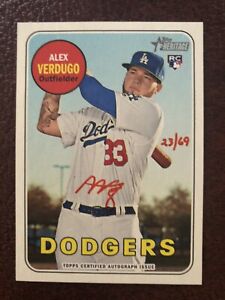 2018 Topps Heritage Real One Autograph Red Ink 23/69 ALEX VERDUGO #ROA-AV