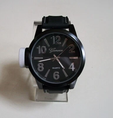 Men's Geneva Black White Silicon Band Fashion Dressy Casual Hip Hop Watch - Image 1 of 4