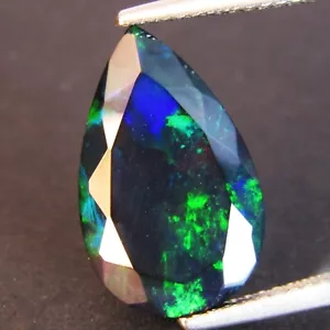 3.63Cts Natural Color Play Ethiopian Black Opal Pear Cut Loose Gemstone - Picture 1 of 5