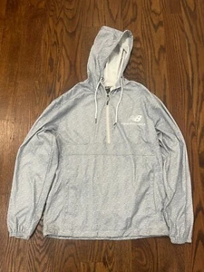 New Balance Quarter Zip Gray Vintage Hooded Windbreaker Jacket Size Medium - Picture 1 of 3
