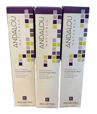 Leche limpiadora probiótica de albaricoque Andalou 6 oz x3 lote lavado facial suave que desafía la edad Foto 1 de 4