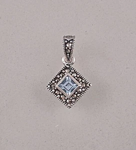 9923302-d Anhänger Blautopas-Markasit Raute 2x1cm 925er Silber - Picture 1 of 2