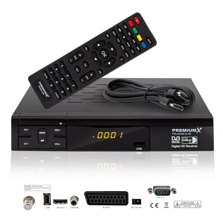 Premium X HD 520SE FTA Digital SAT Receiver - Schwarz (124743)