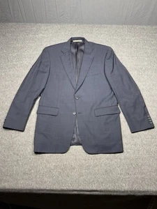 Burberry London Blazer Mens 40R Navy Blue Check 2 Button Notch Lapel Jacket - Picture 1 of 16