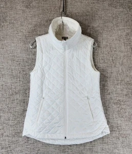 Talbots Rautenstepp gefütterte Weste Damen XS weiß hoher Ausschnitt durchgehender Reißverschluss neu mit Etikett - Bild 1 von 12