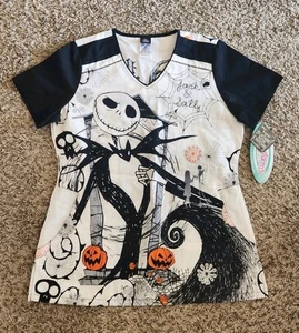 NEW Tooniforms Cherokee Scrub Top The Nightmare Before Christmas Women's Small S - Picture 1 of 4