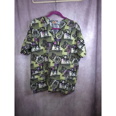 Garfield Odie Cartoon Print Scrub Top Women's Short Sleeve V Neck - Image 1 of 4