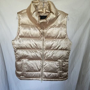 Talbots NWOT Gold Quilted Zip Front Puffer Duck Down Filled Vest - Womens Medium - Picture 1 of 3