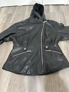 Vintage Wilsons Lederjacke Damen Medium Schwarz Leder Moto Thinsulate - Bild 1 von 18