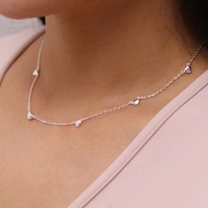 Hearts Charm Necklace – Rose Gold,18 k Gold Vermeil & 925 Sterling Silver - Picture 1 of 5