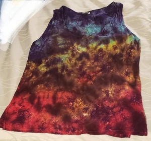 Ladies CALI KIND Rainbow Tie Dye Lightweight Tank Top Hippie Festival, L - Picture 1 of 2