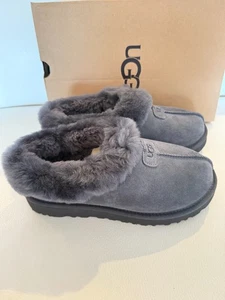 NIB UGG Tazzette Genuine Shearling Collar Slipper Women OBSIDIAN 7 - Picture 1 of 6