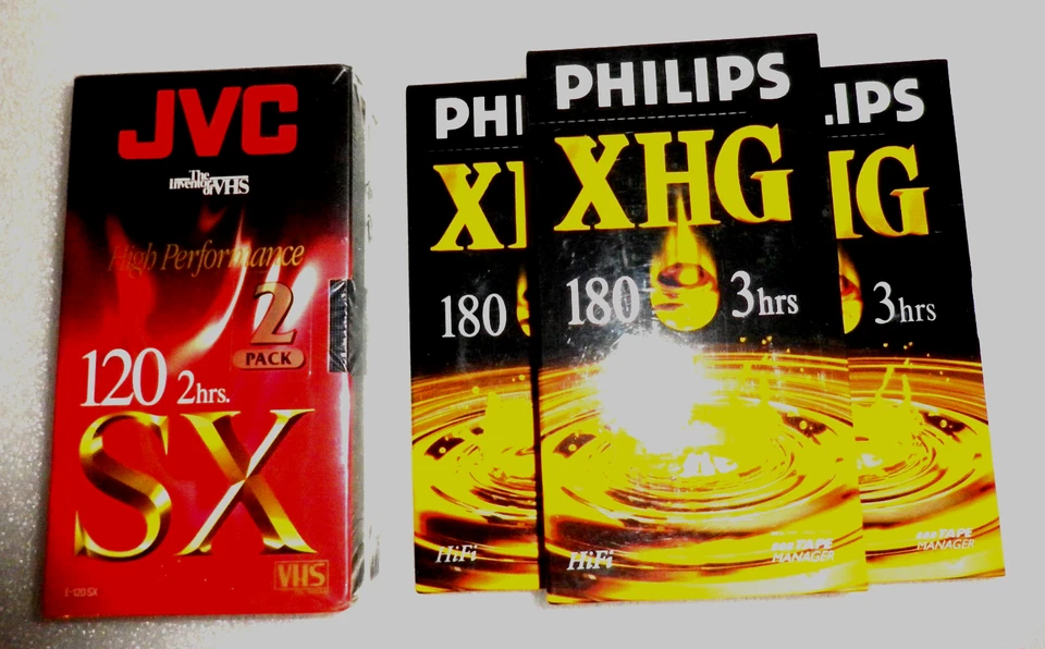 Lot of 5 Blank VHS Video Cassette (120 jvc / 180philips) in Blister, New - Image 1 of 1