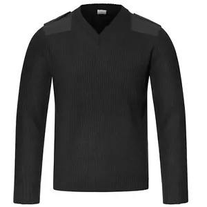 Army Military Jumper Commando Security Winter Camping Work Pullover Black V Neck - Picture 1 of 5