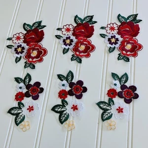 6 Pieces Floral Embroidered Tulle  Appliques/Patches for Sewing/Bridal/Crafts - Picture 1 of 12