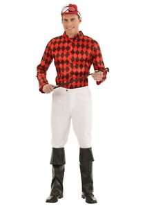 Adult Horse Jockey Race Rider Red Checkered Costume SIZE XL (Used)