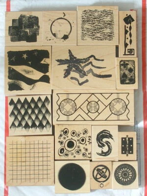 Lote de 16 sellos de goma de diseño abstracto de texturas Club Scrap, 15 edición limitada Foto 1 de 3