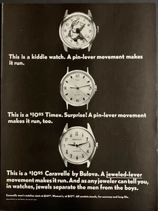 Vintage 1968 Caravelle By Bulova Compared To Timex & Bugs Watches Advertisement - Picture 1 of 1