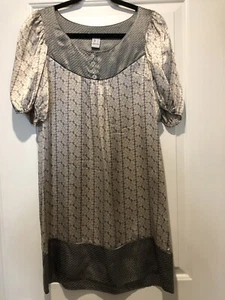 New Women’s Kensie brand sz Large dress in Gray & White bubble patterned silk - Picture 1 of 9