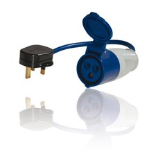 13A UK Plug to 16A 3 Pin Socket Adapter for Tent/Motorhome/Caravan IEC 60309