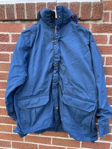 Coperta vintage anni '90 WOOLRICH USA foderata lana di flanella blu campo giacca core XL - Foto 1 di 6