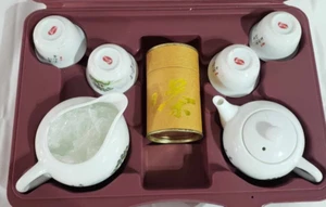 Set tè/sake bianco portatile/viaggio/campeggio 11 pezzi teiera -tazze-tazze con custodia - Foto 1 di 9