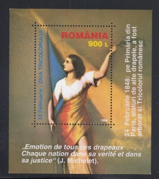 ROMANÍA Bandera Día MNH Hoja Recuerdo Foto 1 de 1