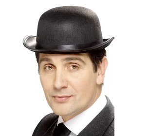 Black Bowler Hat Adult Victorian Edwardian 1920/30s Fancy Dress Costume Hat - Picture 1 of 1