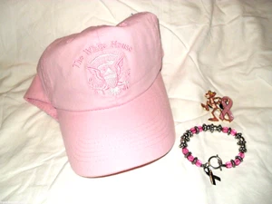 WHITE HOUSE PINK HAT, BRACELET & PIN-BREAST CANCER AWARENESS-3 ITEMS IN TOTAL - Picture 1 of 6