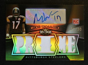 2009 TOPPS TRIPLE THREADS RC AUTO RELIC PRIME SEPIA /30 MIKE WALLACE PRO BOWL