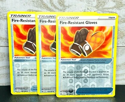 Fire Resistant Gloves 138/198 Trainer Reverse Holo  Pokemon Card Chilling Reign - Image 1 of 4