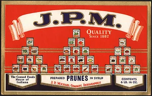 *Original* J.P.M. Indianapolis Indiana EMBOSSED Grocery Can Label NOT A COPY! - Picture 1 of 4