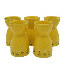 VINTAGE 1988 Ceramic Teleflora Egg Cups Flower Yellow With Daisies Set of 5 READ