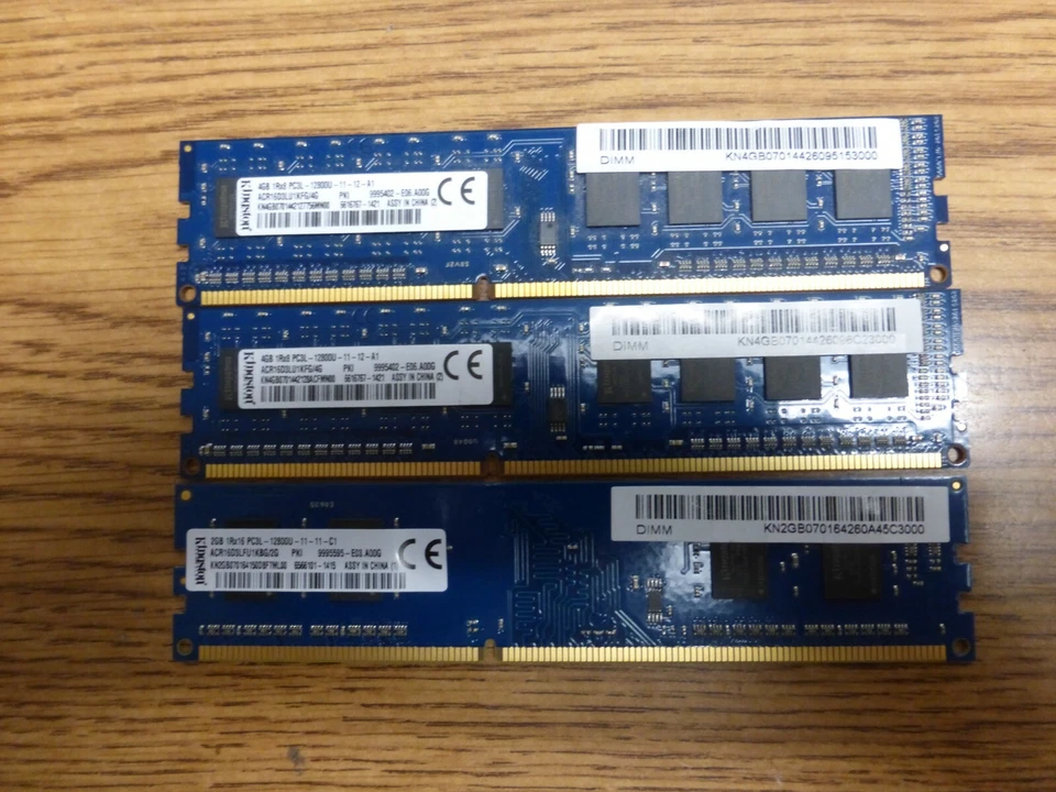 Kingston 12GB (3X4GB) 4GB1RX8 PC3/PC3L -12800U.Memoria de escritorio. Foto 1 de 1