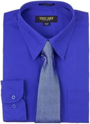 Conjunto de camisas de vestir para hombre con corbata a juego (diseño aleatorio) conjunto de camisas de mezcla de algodón Foto 1 de 4