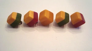 Lot of 5 Vintage Bakelite Multi Color Buttons Metal Shanks Red Green Butterscotc - Picture 1 of 6