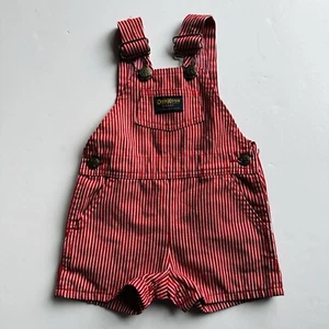Vintage Oshkosh Overalls Shortalls Red Engineer Stripes USA Made Toddler 18 Mos - Picture 1 of 9